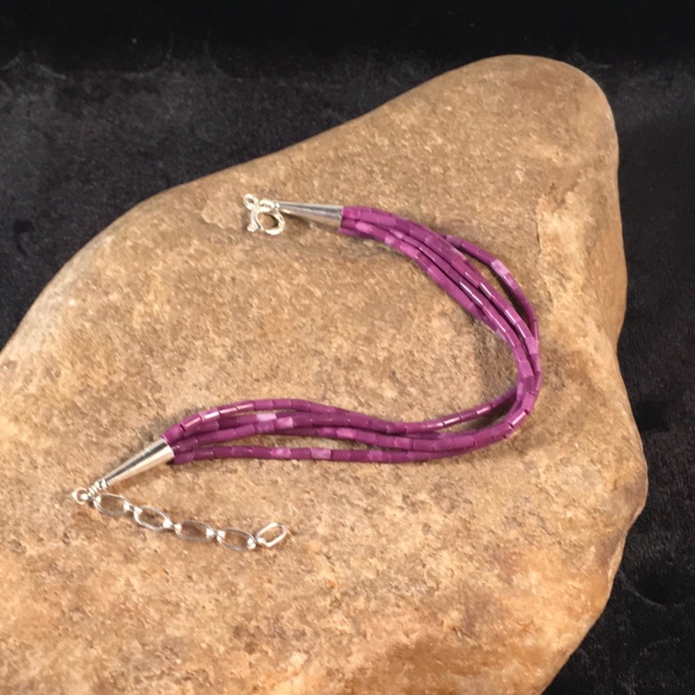 Sterling Silver 5 Strand Sugilite bracelet 8” - Picture 2 of 8